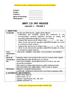 Giáo án Unit 13 Tiếng anh 3 global success