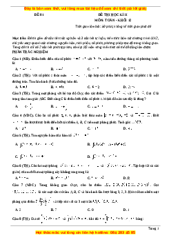 Bộ 34 đề kiểm tra học kì 2 môn Toán 12 năm 2023 có đáp án