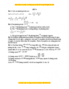 Đề thi giữa kì 2 Toán 8 năm 2023 - Đề 74
