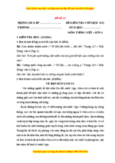 Đề thi cuối kì 2 Tiếng Việt lớp 4 (Đề 22)