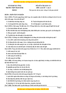 Đề thi cuối kì 1 Lịch sử 11 trường THPT Phan Đình Phùng - Hà Tĩnh