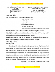 Đề chính thức Ngữ văn vào 10 Hà Nội năm 2018-2019
