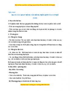 Giáo án GDTC 1 Cánh diều Các hoạt động vận động phối hợp của cơ thể