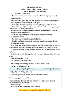 Giáo án Hai Bà Trưng Tiếng việt 3 Chân trời sáng tạo
