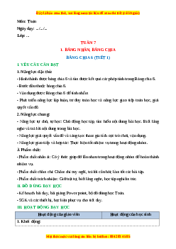Giáo án Bảng chia Toán 3 Cánh diều Toán 3