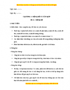 Giáo án Mệnh đề Toán 10 Kết nối tri thức