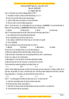 Đề thi thử THPT Quốc Gia môn Sinh học có đáp án ( đề 9 ) - thầy Nguyễn Đức Hải