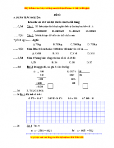 Đề thi Toán lớp 4 cuối kì 1 năm 2022 - 2023 (Đề 3)