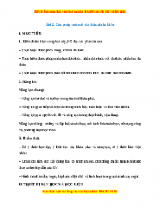 Giáo án Các phép toán với đa thức nhiều biến Toán 8 Chân trời sáng tạo