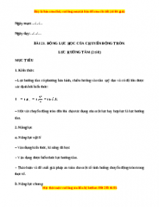Giáo án Bài 21 Vật lí 10 Chân trời sáng tạo (2024): Động lực học của chuyển động tròn. Lực hướng tâm