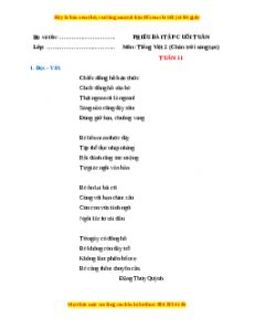 Bài tập cuối tuần Tiếng việt lớp 2 Tuần 11 Chân trời sáng tạo (có lời giải)