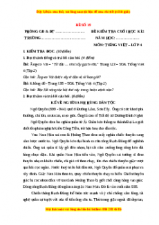 Đề thi cuối kì 2 Tiếng Việt lớp 4 (Đề 19)