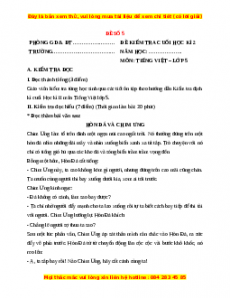 Đề thi cuối kì 2 Tiếng Việt lớp 5 năm 2023 (Đề 25)