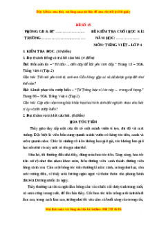 Đề thi cuối kì 2 Tiếng Việt lớp 4 (Đề 15)