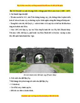 Lý thuyết Lịch sử 7 Cánh diều Bài 18: Nhà Hồ và cuộc kháng chiến chống quân Minh xâm lược (1400-1407)