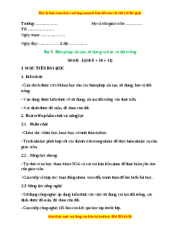 Giáo án Bài 5: Biện pháp cải tạo, sử dụng và bảo vệ đất trồng Công nghệ 10 Cánh diều