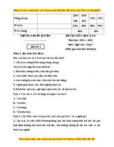 Đề thi giữa học kì 2 Ngữ Văn 7 Chân trời sáng tạo (Đề 3)