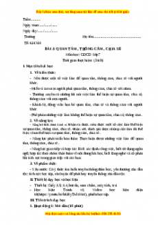 Giáo án GDCD 7 Bài 3 (Cánh diều): Quan tâm, thông cảm, chia sẻ