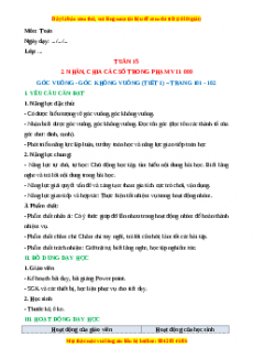 Giáo án Góc vuông - Góc không Toán 3 Cánh diều Toán 3