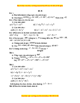 Đề thi giữa kì 1 Toán 8 năm 2023 - Đề 45