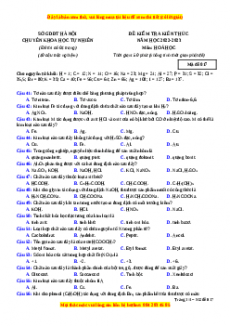 Đề thi thử Hóa học trường Chuyên KHTN năm 2023