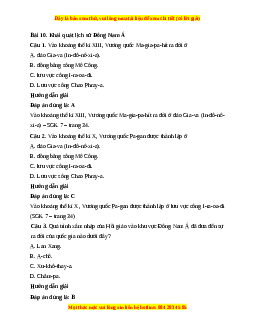 Trắc nghiệm Bài 10: Khái quát lịch sử Đông Nam Á