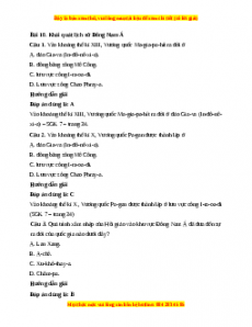 Trắc nghiệm Bài 10: Khái quát lịch sử Đông Nam Á