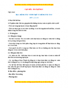 Giáo án Bài 1: Động tác vươn thở và động tác tay Chân trời sáng tạo