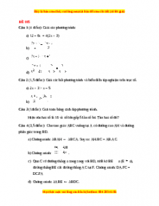 Đề thi cuối học kì 2 Toán 8 năm 2022 - 2023 - Đề 5