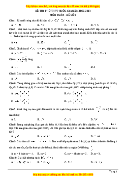 Đề thi thử THPT Quốc Gia môn Toán có đáp án (đề 9 ) - thầy Nguyễn Phụ Hoàng Lân