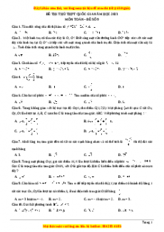 Đề thi thử THPT Quốc Gia môn Toán có đáp án (đề 9 ) - thầy Nguyễn Phụ Hoàng Lân