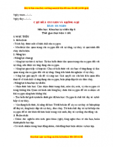 Giáo án Bài 9 KHTN 6 Chân trời sáng tạo (2024): Oxygen