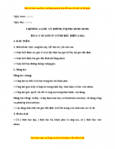 Giáo án Toán 7 Chân trời sáng tạo Chương 4 Bài 1: Các góc ở vị trí đặc biệt