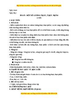 Giáo án Bài 15 KHTN 6 Kết nối tri thức (2024): Một số lương thực, thực phẩm