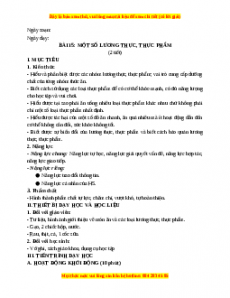 Giáo án Bài 15 KHTN 6 Kết nối tri thức (2024): Một số lương thực, thực phẩm