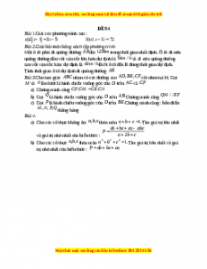 Đề thi giữa kì 2 Toán 8 năm 2023 - Đề 94