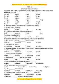 Test 10 - Bộ đề bồi dưỡng học sinh giỏi tiếng Anh toàn diện lớp 6 - Giáo viên Linh Đan