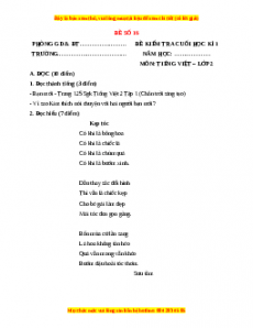 Đề thi học kì 1 Tiếng Việt lớp 2 Chân trời sáng tạo - Đề 16