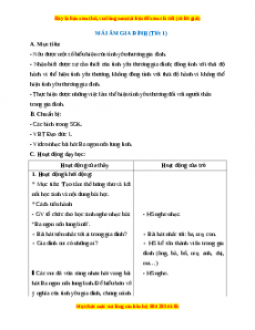 Giáo án Đạo đức 1 Chân trời sáng tạo Mái ấm gia đình