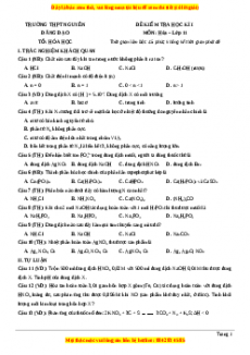 Đề thi học kì I Hóa lớp 11 trường THPT Nguyễn Đăng Đạo - Bắc Ninh
