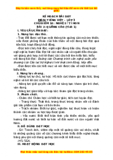Giáo án Quảng cáo (Tiết 1) Tiếng việt 3 Chân trời sáng tạo