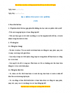 Giáo án Bài 4: Động tác quay các hướng Giáo dục thể chất lớp 1 Kết nối tri thức