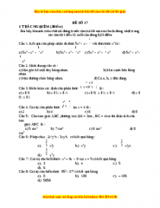 Đề thi cuối học kì 1 Toán 8 năm 2022 - 2023 - Đề 17
