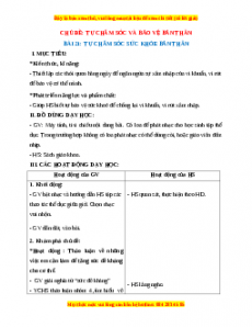 Giáo án Tự chăm sóc sức khỏe bản thân Hoạt động trải nghiệm 2 Kết nối tri thức