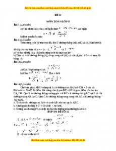 Đề thi Toán 9 học kì 1 năm 2022 - 2023 - Đề 12