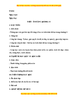 Giáo án Ôn tập chương 4 Toán 9 Học kì 2