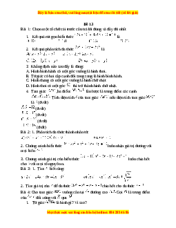 Đề thi giữa kì 1 Toán 8 năm 2023 - Đề 13