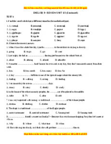 Bộ đề cương Tiếng anh 8 ôn tập học kì 1 năm 2023 - Đề 1