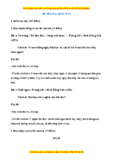 Đề thi cuối kì 1 Tiếng Việt lớp 4 (Đề 13)