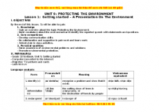 Giáo án Unit 9: Protecting the Environment Tiếng anh 10 Global success